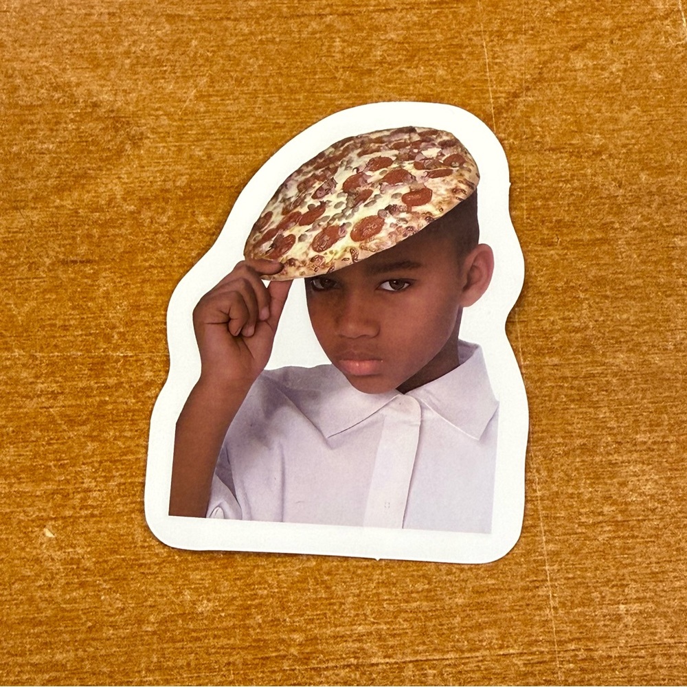 Novelty‎ Pizza Hat Sticker - Brown & White